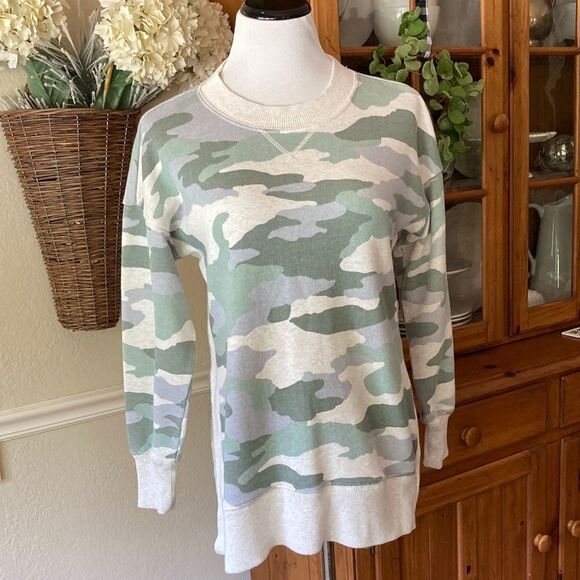 Aerie Good Vibes Desert Camo Oversized Crewneck Sweatshirt Size XS - Picture 2 of 14